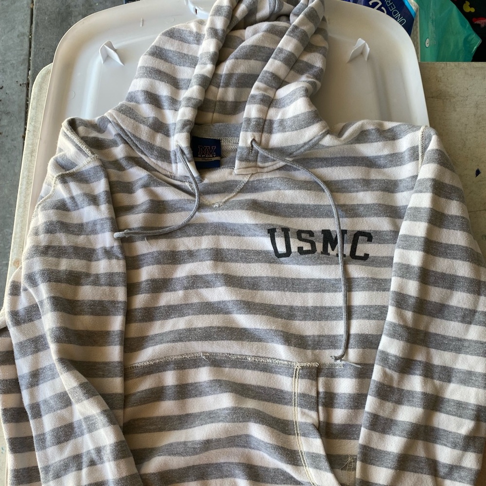 Used medium white and grey USMC hoodie